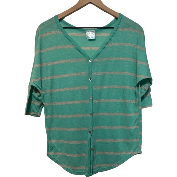 Teal Striped Lightweight Cardigan - Picture 1 of 4